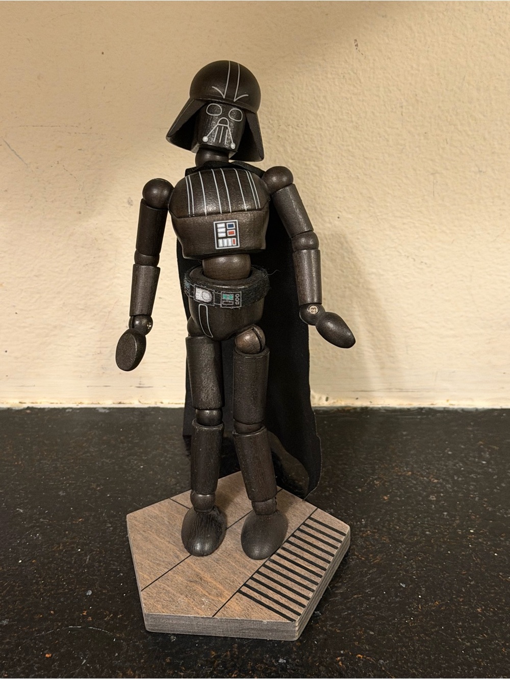 Disney Parks Star Wars Galaxy's Edge Wooden Darth Vader Bendable Toy Figurine
